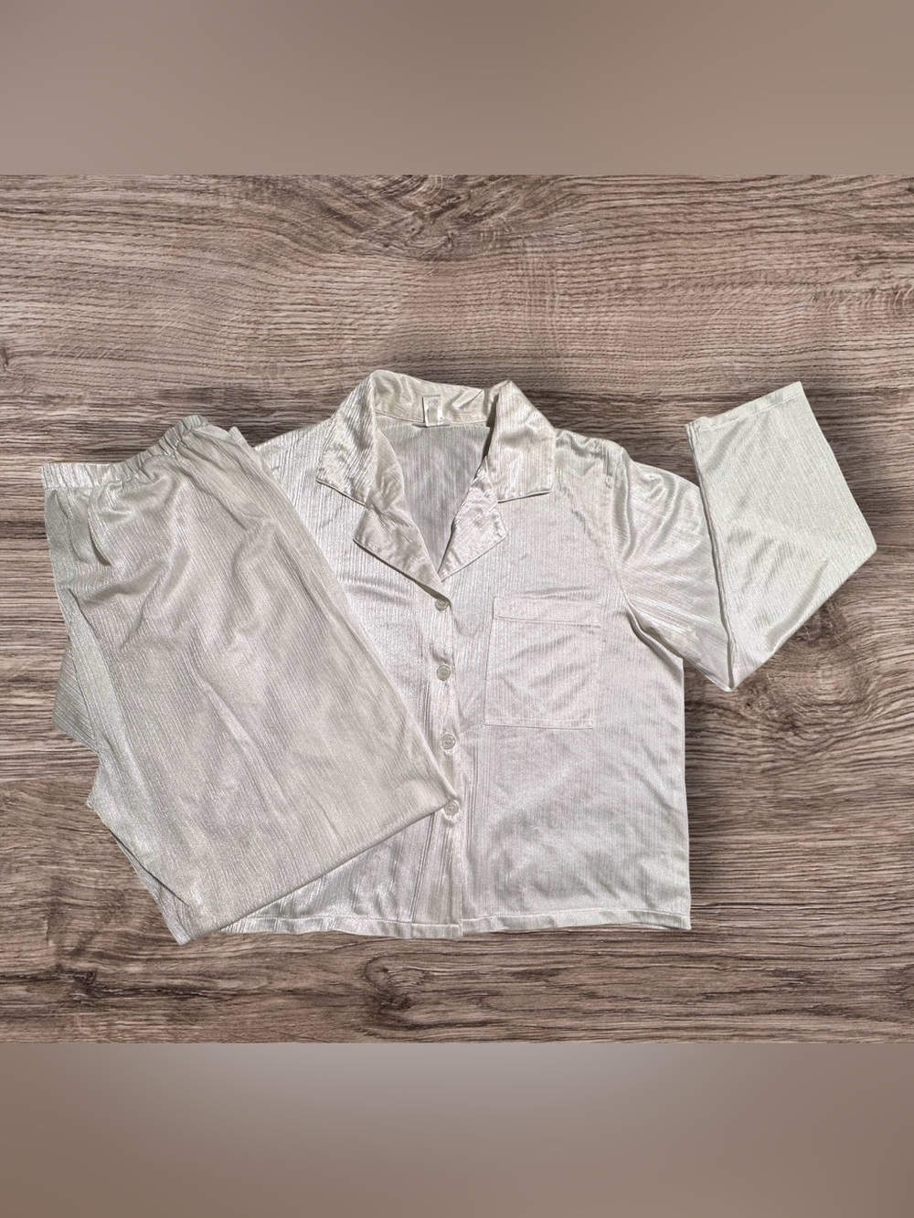 Vintage Y2K Calvin Klein White Ribbed Pajama Set - 2pc Matching Set M-Petite